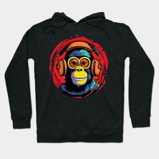 Chimp with Headphones - For Zoologists and Musicians Hoodie